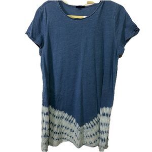 J.Jill Pure Jill Indigo Tie-Dye Shirt Dress 100% cotton Petite Large LP Coastal